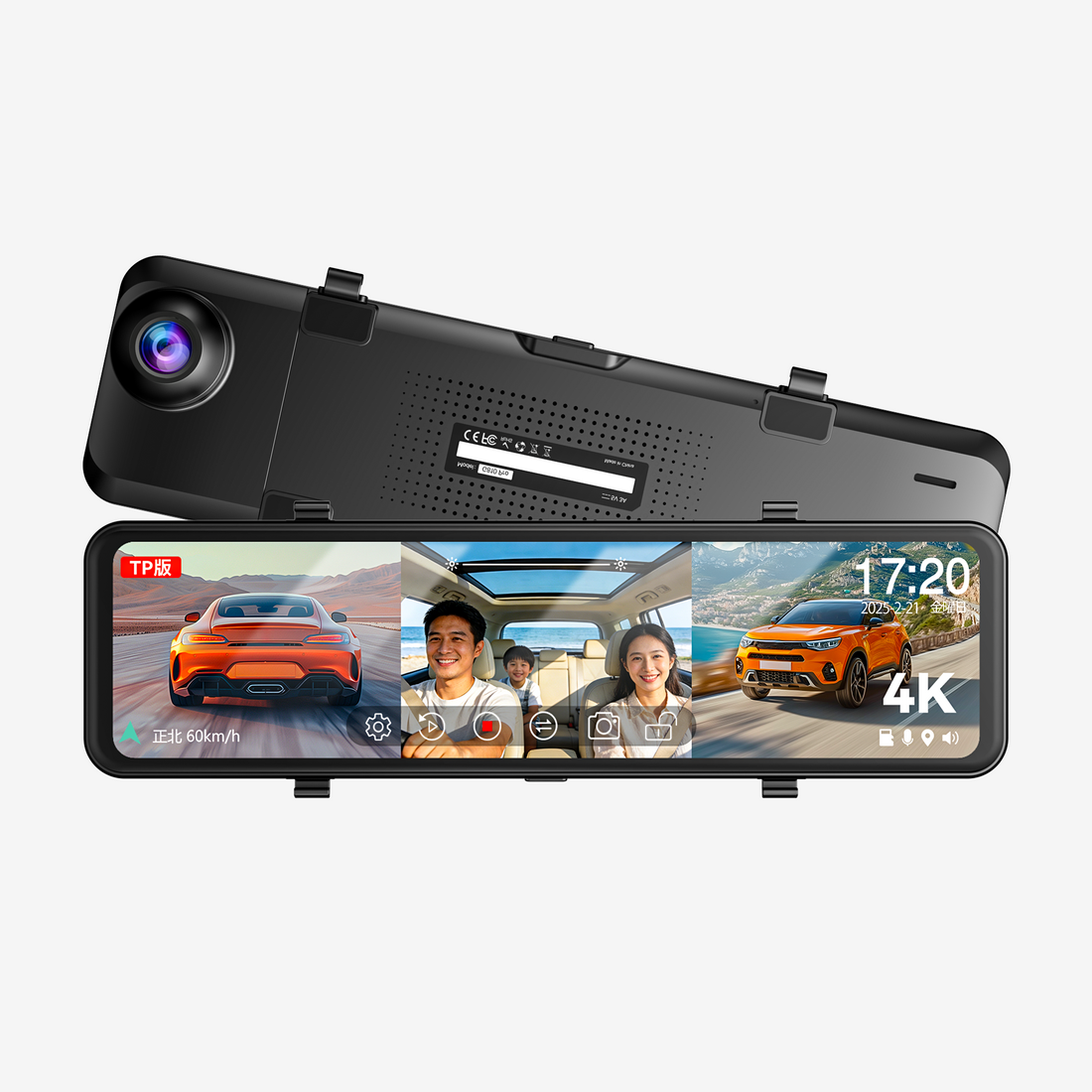 JADO G810 PRO 3-channel mirror dash cam with cabin camera
